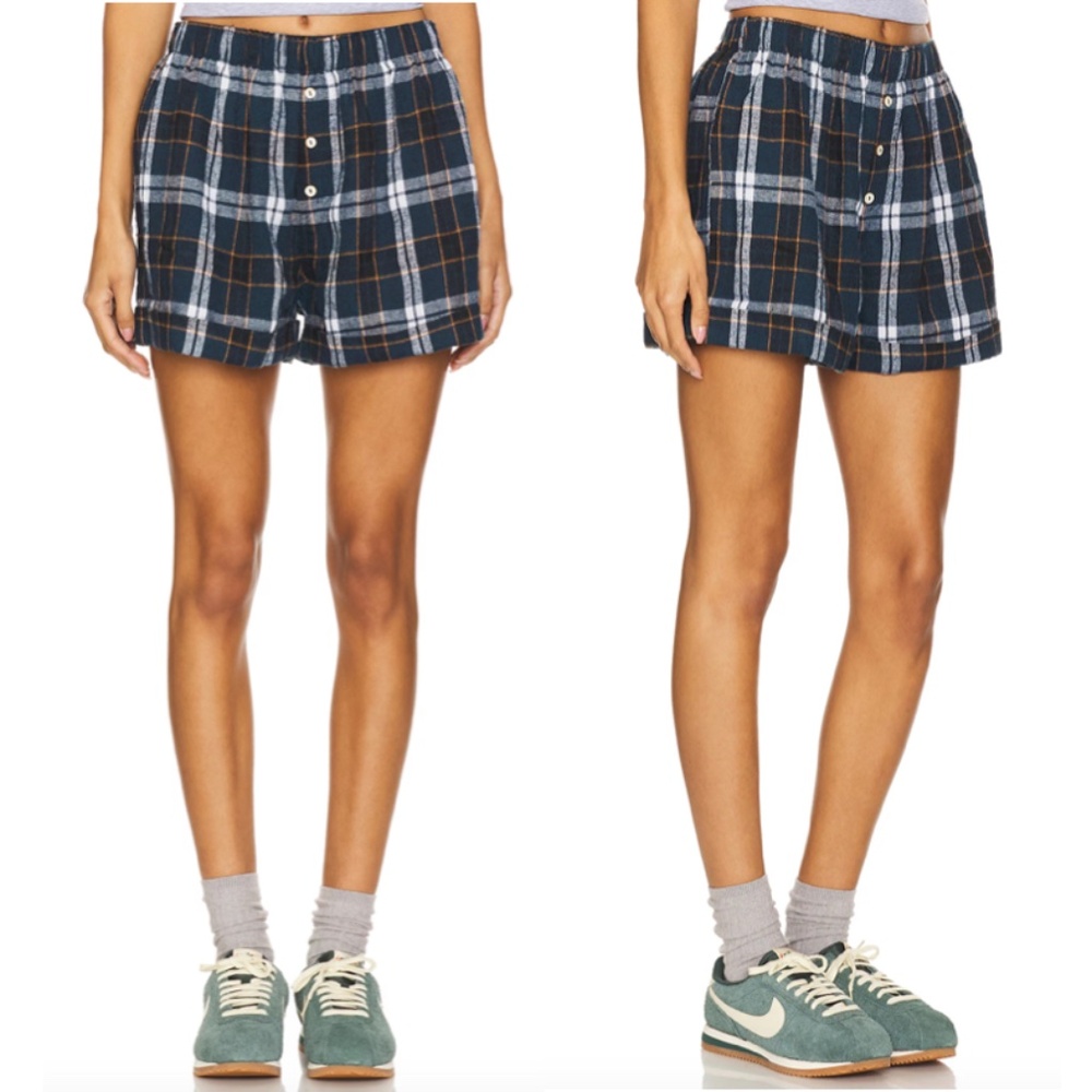 Free People boxers size medium Sunday Morning plaid pajama flannel - Picture 7 of 11